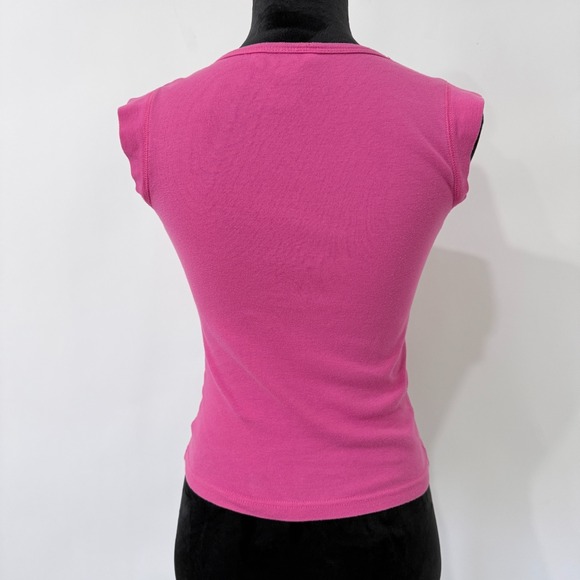 Abercrombie & Fitch Y2K Pink Lace Up Baby Tee Size Small Coquette Crop Top - Picture 4 of 7
